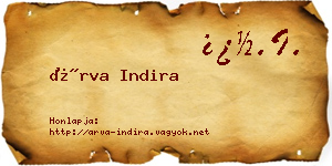 Árva Indira névjegykártya